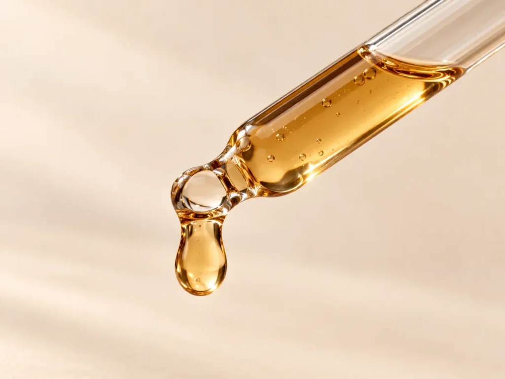Folinove Gotero con sérum ámbar en primer plano